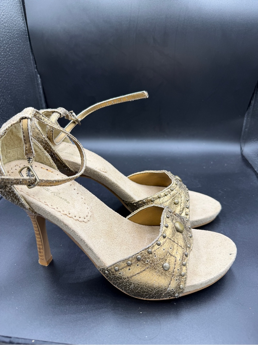 Charlotte Russe Women's Metallic Gold Studded High Heel Sandals